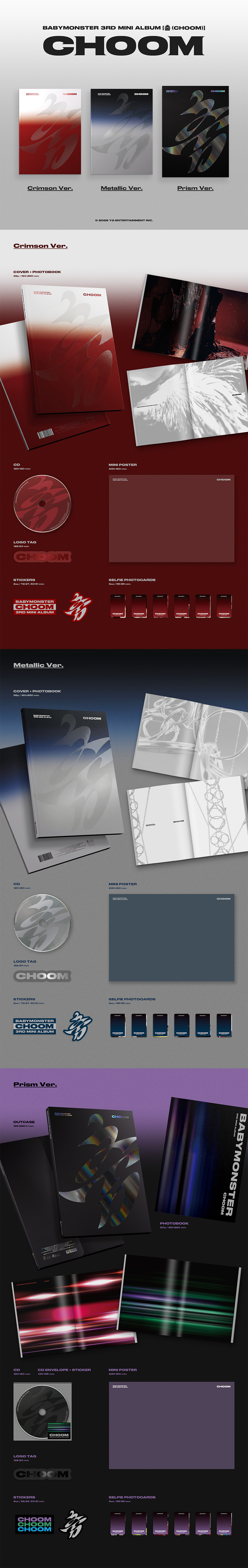 BABYMONSTER 3rd MINI ALBUM [춤 (CHOOM)] Crimson / Metallic / Prism Ver.